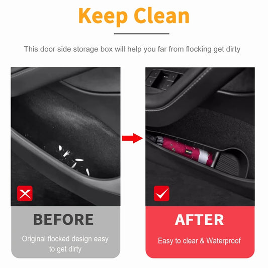 Door Side Storage Box Front Rear Door Handle Armrest Tray Organizer for Tesla Model 3 and Model Y Juniper 2025 Car Accessories