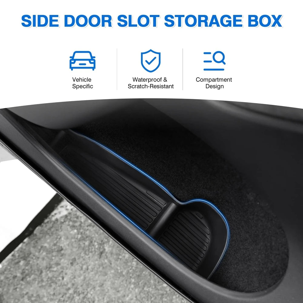 Door Side Storage Box Front Rear Door Handle Armrest Tray Organizer for Tesla Model 3 and Model Y Juniper 2025 Car Accessories