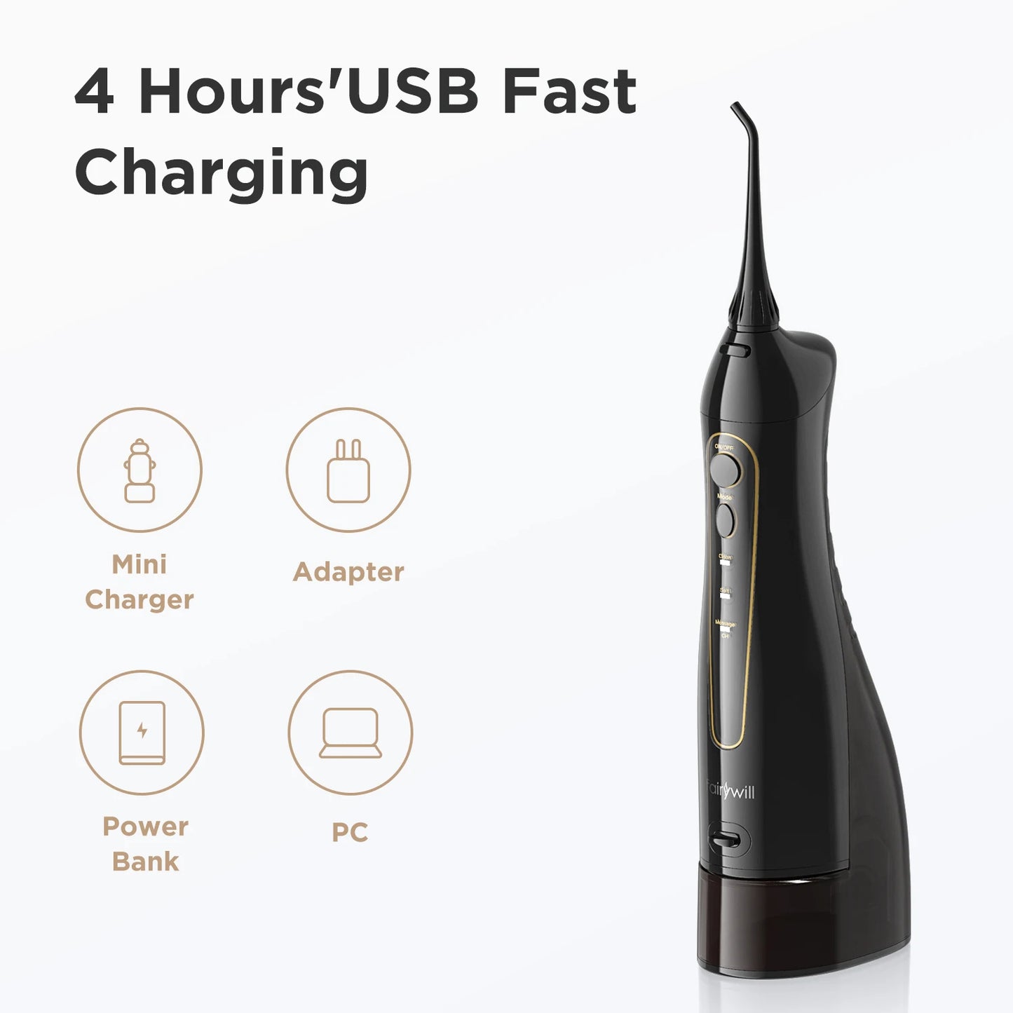 Fairywill Water Flosser + Electric Toothbrush Set | Portable Oral Irrigator 300ML | Rechargeable Waterproof Dental Care Kit