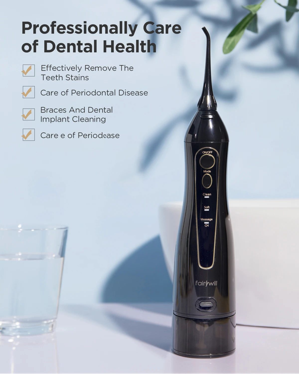 Fairywill Water Flosser + Electric Toothbrush Set | Portable Oral Irrigator 300ML | Rechargeable Waterproof Dental Care Kit